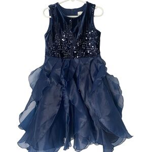 Rare Editions Size 6 Royal Blue Sequin Dress Tulle Formal Wedding Flower Girl